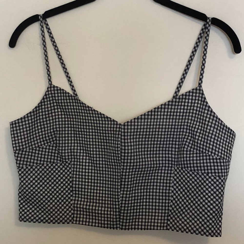 Topshop Black White Gingham Crop Bralette Bra Top - Picture 6 of 9